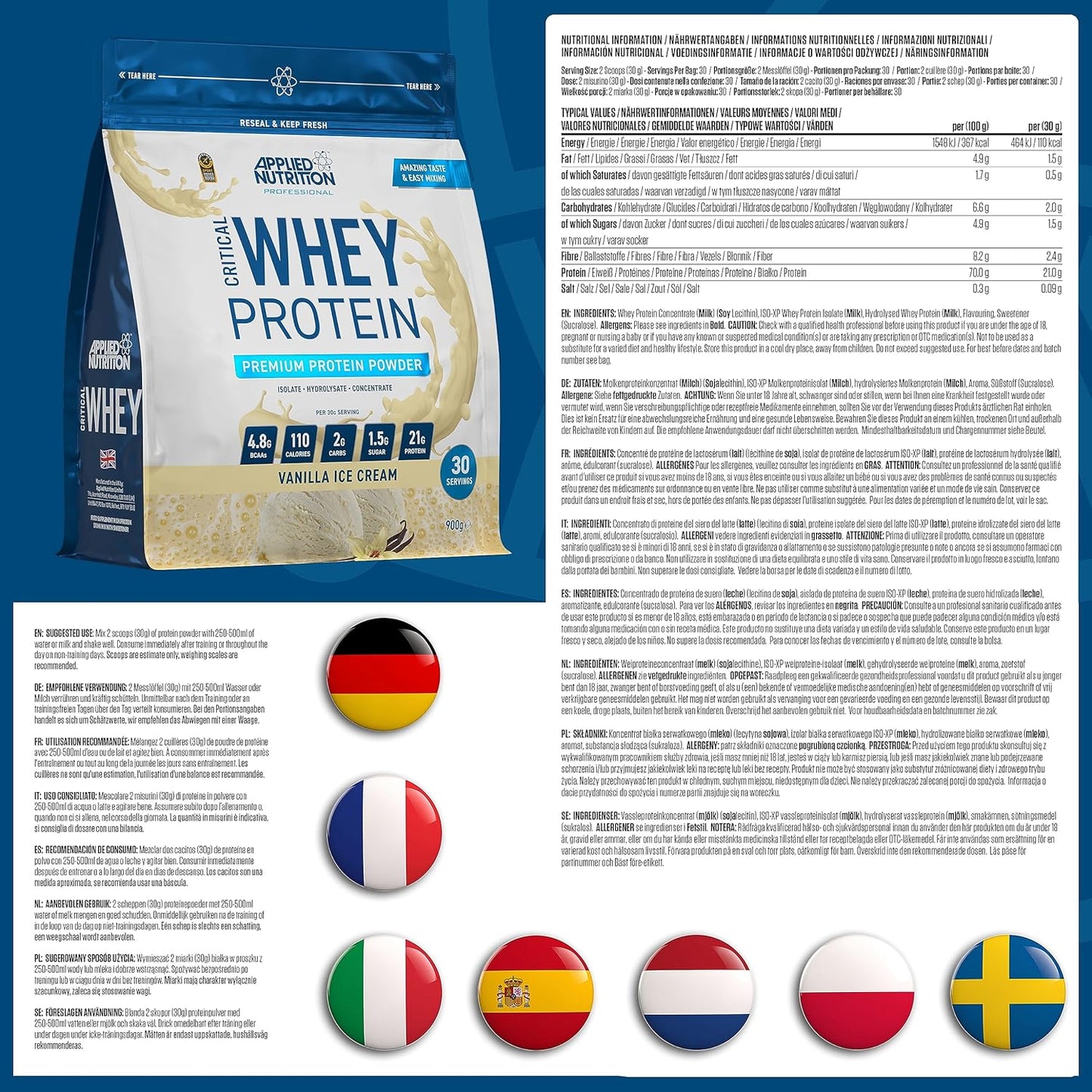 Applied Nutrition - Whey Protein + BCAA et Glutamine