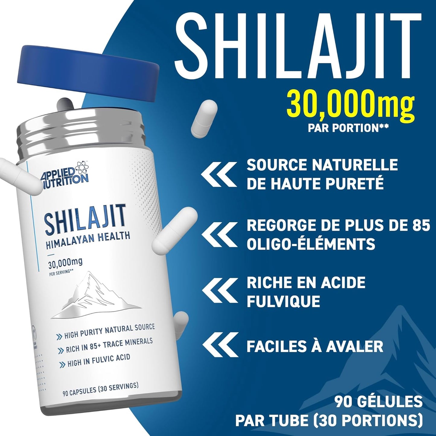 Applied Nutrition - Gélules De Shilajit 30000 Mg - Compléments de Shilajit en Gélules