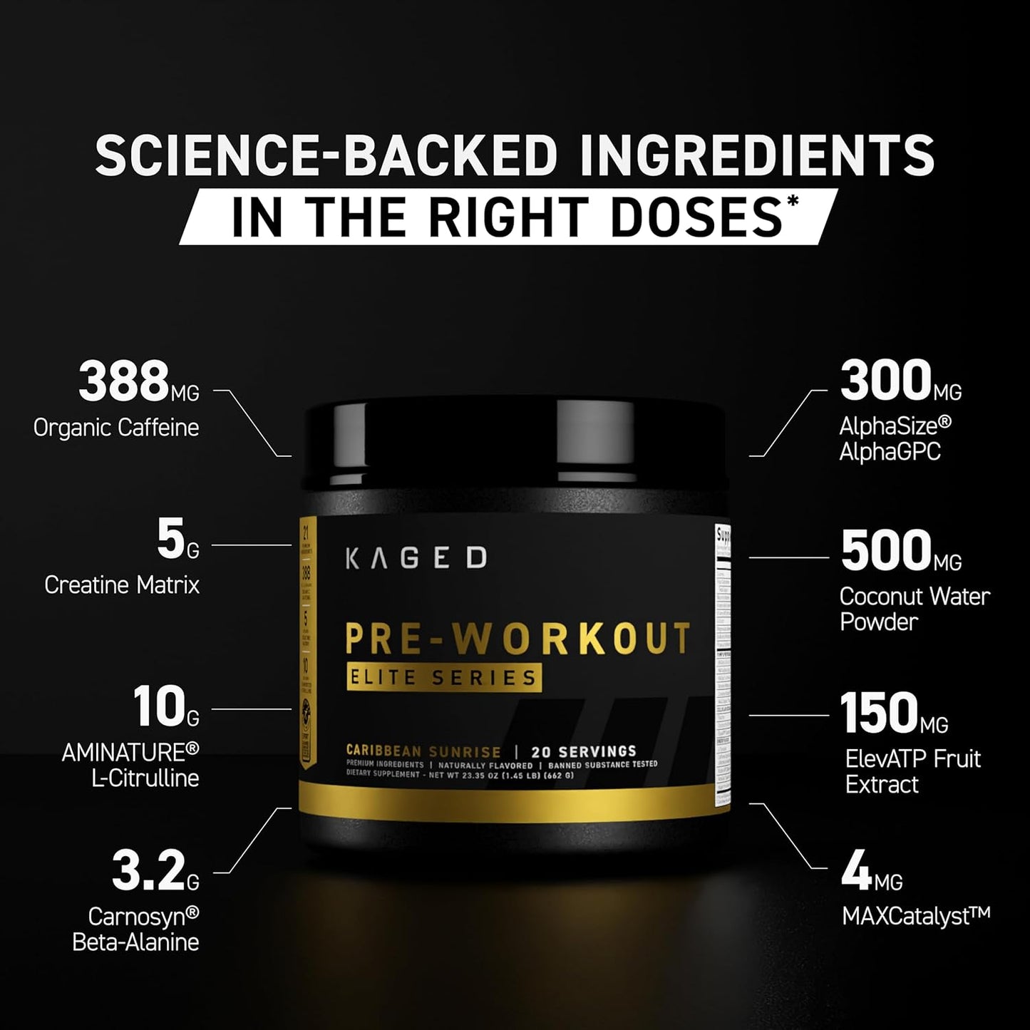 KAGED - Pre-Workout Elite - Boost votre énergie et votre concentration