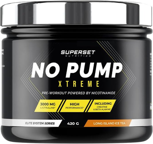 - No Pump Xtreme (420Gr) - Pre-Workout En Poudre - Booster Puissant Pré-Entraînement, 3,3 G De Créatine, Bêta-Alanine, L-Citrulline, Caféine - Fatigue Maîtrisée - Long Island Icetea