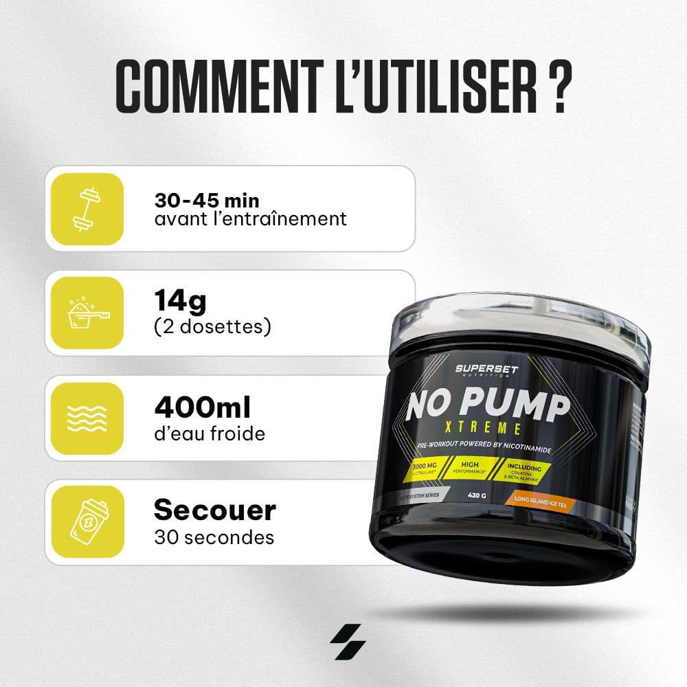 - No Pump Xtreme (420Gr) - Pre-Workout En Poudre - Booster Puissant Pré-Entraînement, 3,3 G De Créatine, Bêta-Alanine, L-Citrulline, Caféine - Fatigue Maîtrisée - Long Island Icetea