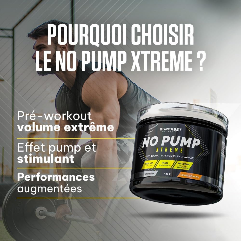 - No Pump Xtreme (420Gr) - Pre-Workout En Poudre - Booster Puissant Pré-Entraînement, 3,3 G De Créatine, Bêta-Alanine, L-Citrulline, Caféine - Fatigue Maîtrisée - Long Island Icetea